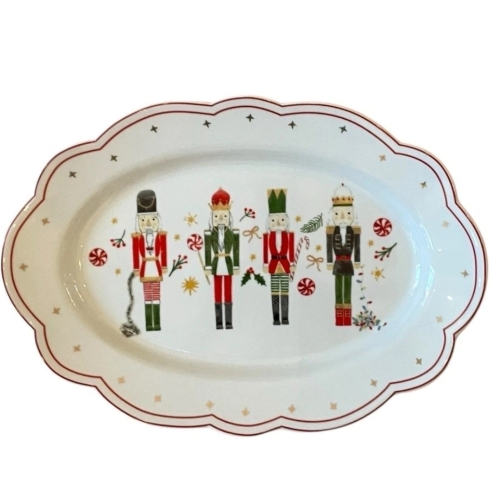 Grace Teaware Fine Porcelain CHRISTMAS NUTCRACKER Serving Platter Tray 10x14 NEW